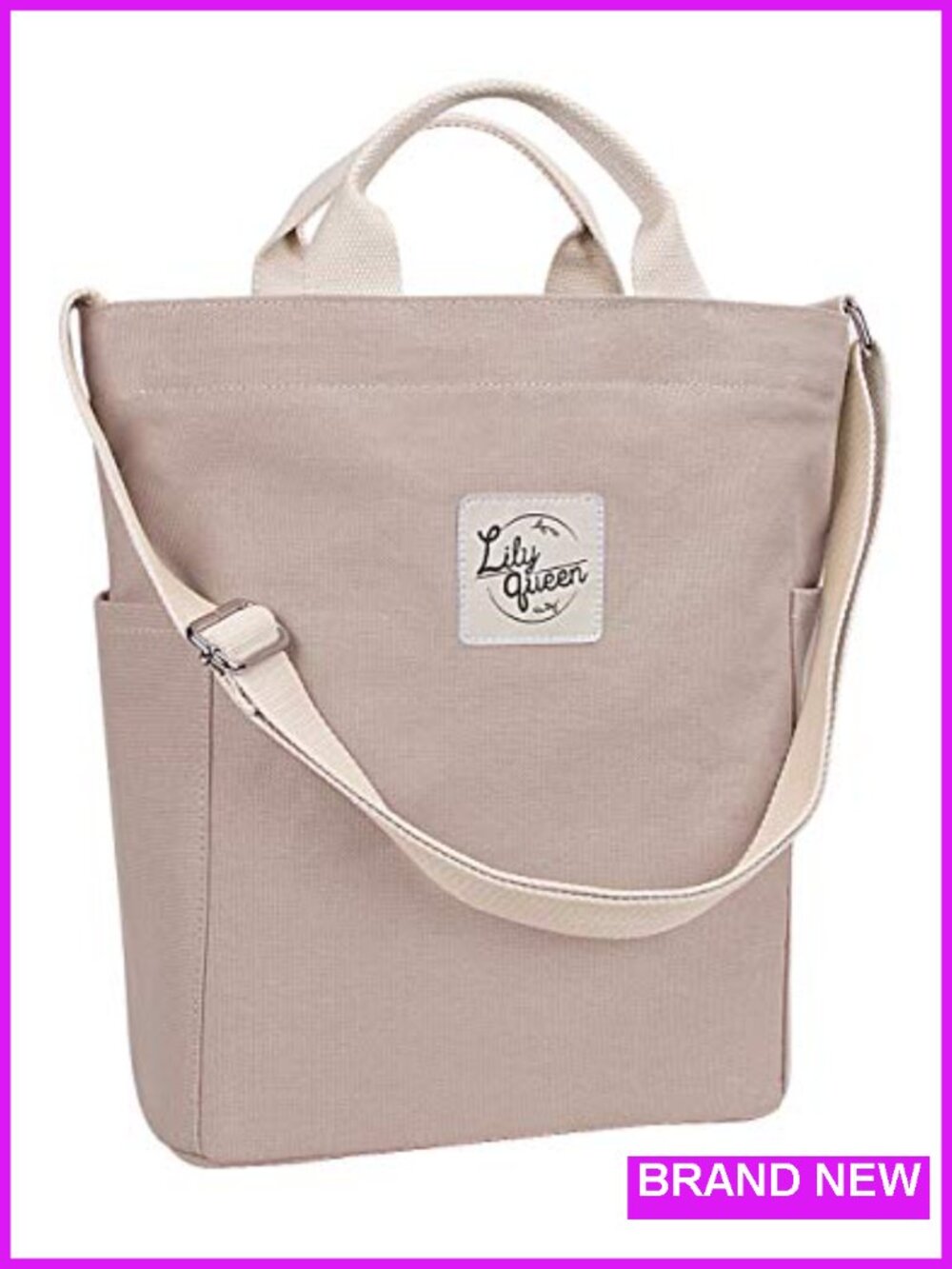 Canvas Tote Bag with Zipper, Versatile Crossbody Shoulder Work Purse